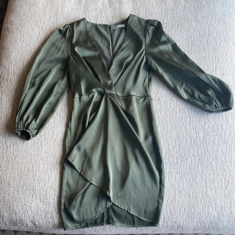 Saints + Secrets sage green cocktail dress. Size small